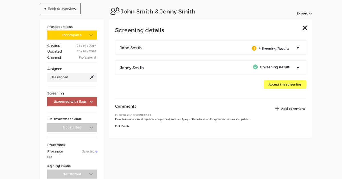 UI/UX improvements to onboarding screening page • Blanco